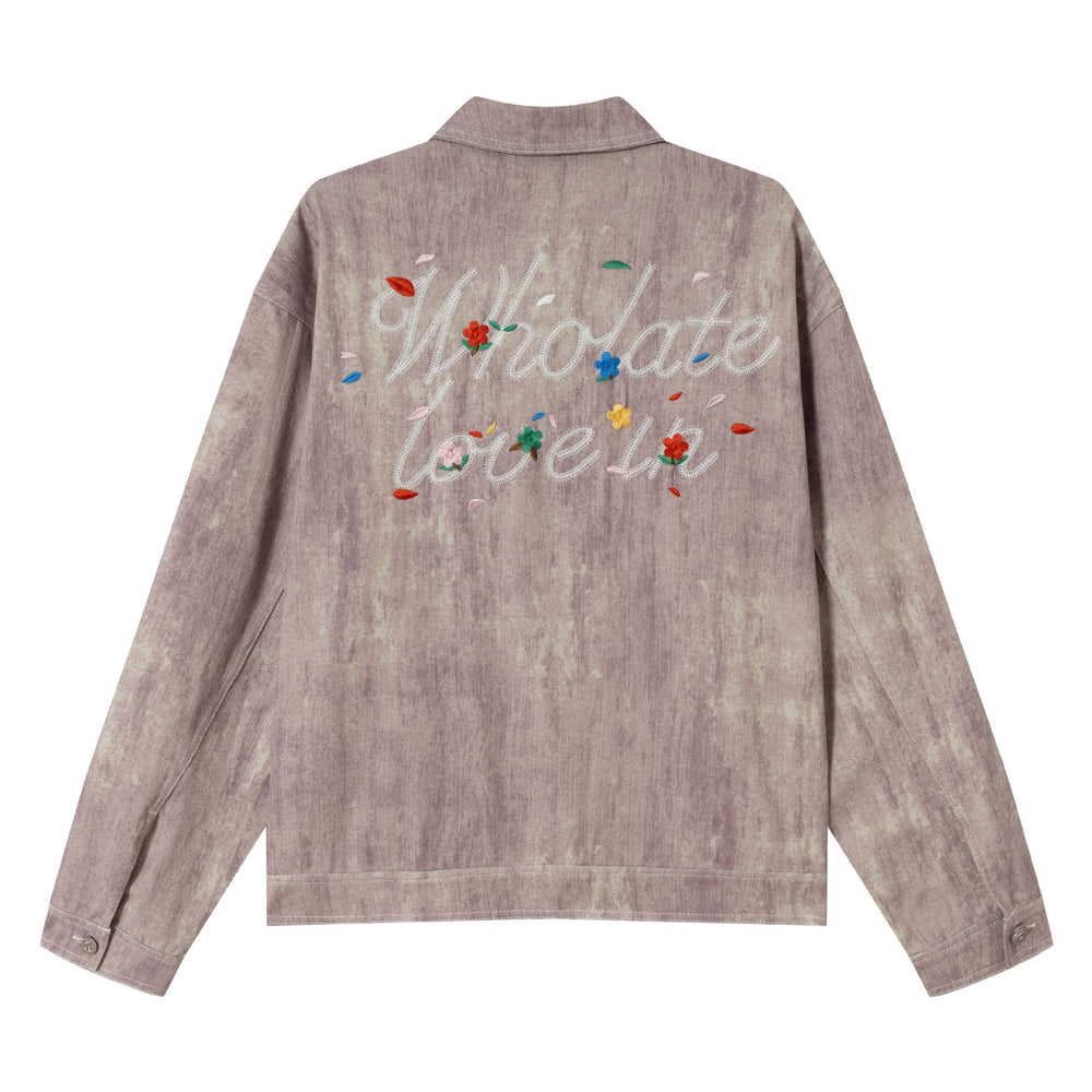 Damen Kurzjacke im Oversized-Workwear-Look mit Blumenstickerei Shop Nory