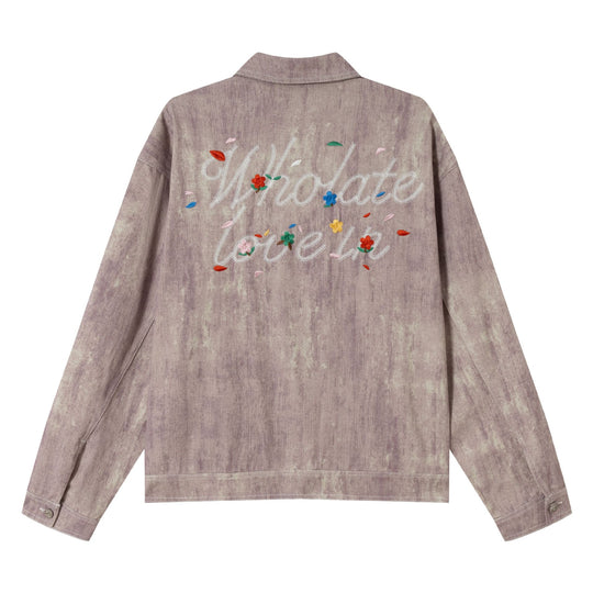 Damen Kurzjacke im Oversized-Workwear-Look mit Blumenstickerei Shop Nory