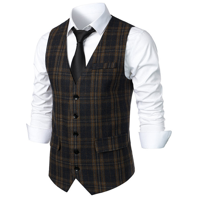 Herren klassische Karoveste mit elegante Schnitt und praktischen Taschen Shopnory