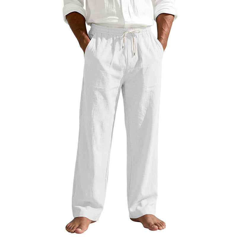 Herren Leinenoptik Relaxhose mit elastischem Bund, Tunnelzug und Seitentaschen Shop Nory