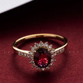 Damen eleganter Ring mit funkelndem rotem Stein und Zirkonia Shop Nory