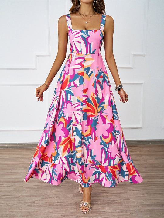Damen Maxikleid mit modernem Blumendesign und schmeichelnder Silhouette