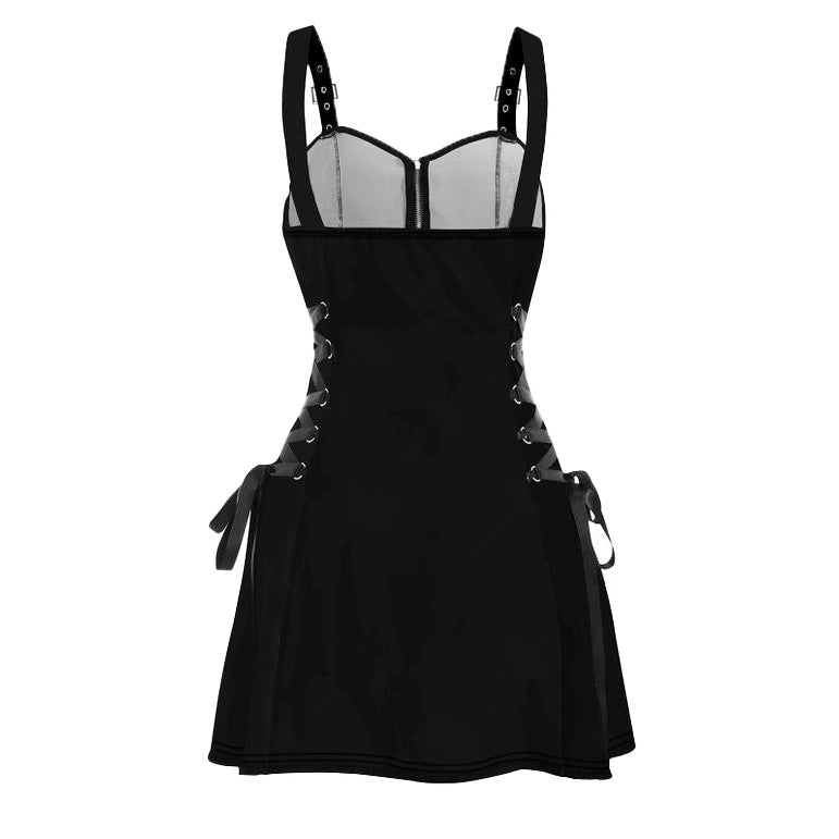 Damen Designer Kleid mit einzigartigem grafischen Muster und verstellbaren Trägern Shopnory