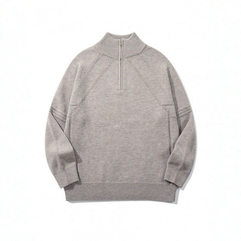 Unisex Strick-Halbzip-Pullover mit hohem Rippkragen und Raglanärmeln Shop Nory