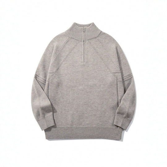 Unisex Strick-Halbzip-Pullover mit hohem Rippkragen und Raglanärmeln Shop Nory