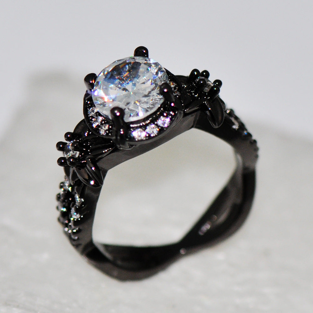 Damen Ring mit luxuriösem, facettiertem Kaffeeschimmer und floralen Akzenten Shop Nory