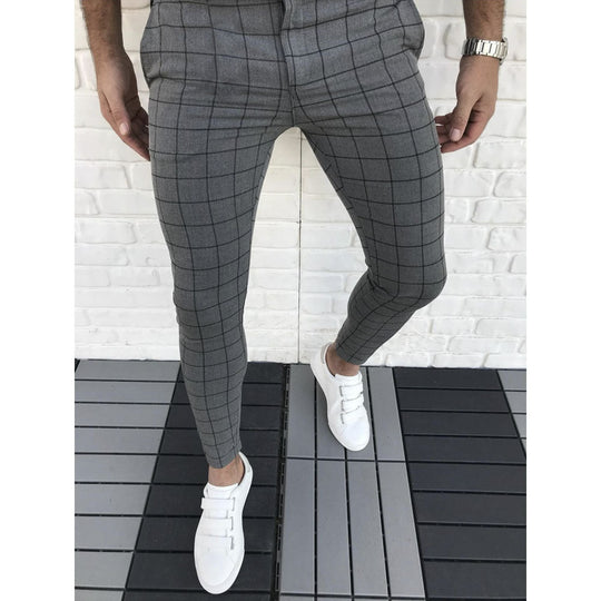 Herren Karierte Anzughose im Slim Fit Stil