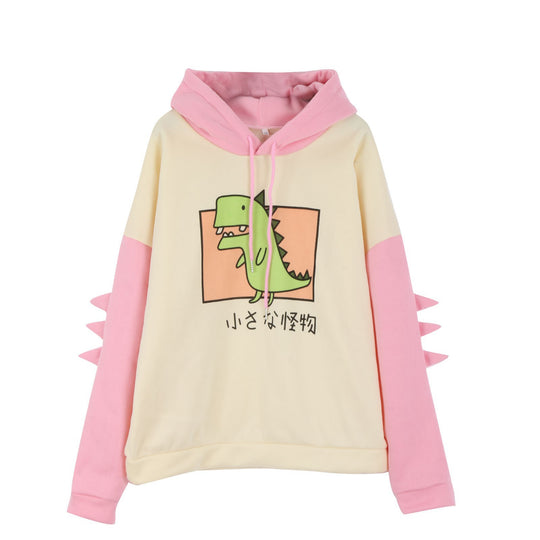 Damen nan Kapuzenpullover mit dreidimensionalen Rückendetails und niedlichem Dinosaurierprint Shop Nory