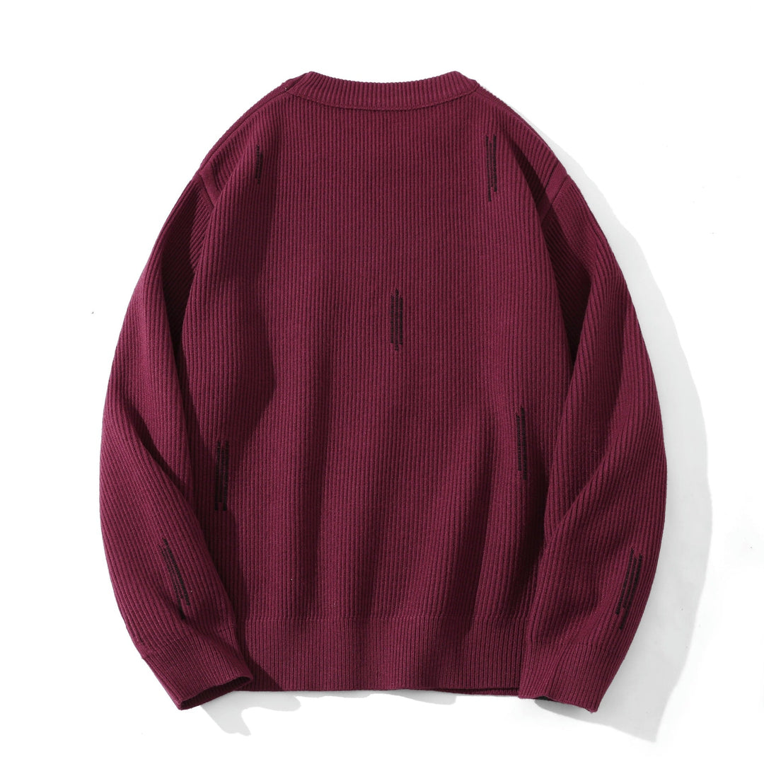 Damen Komfortabler Rippstrick-Pullover in Oversize-Silhouette mit Rundhals und dezentem Destroyed-Look Shop Nory