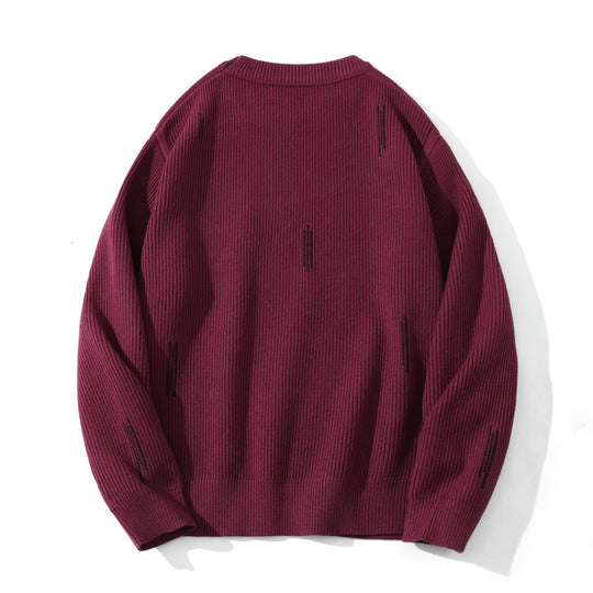 Damen Komfortabler Rippstrick-Pullover in Oversize-Silhouette mit Rundhals und dezentem Destroyed-Look Shop Nory