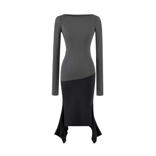 Damen Figurbetontes Midikleid mit asymmetrischem Zipfelsaum und Paneel-Design Shop Nory