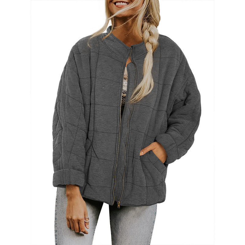 Damen Steppjacke im Oversized Schnitt mit Stehkragen und verdecktem Reißverschluss Shop Nory