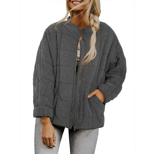 Damen Steppjacke im Oversized Schnitt mit Stehkragen und verdecktem Reißverschluss Shop Nory