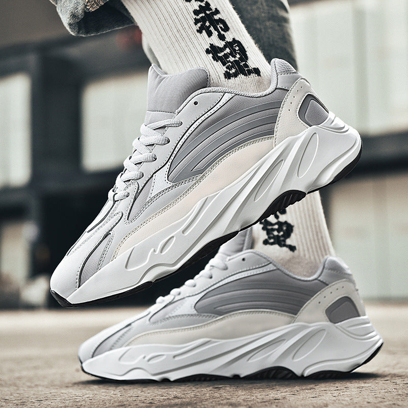 Herren Chunky-Dad-Sneaker im Retro-Running-Design mit profiliertem Wellen-Sohlenaufbau und atmungsaktivem Mesh-Suede-Obermaterial Shopy Nory