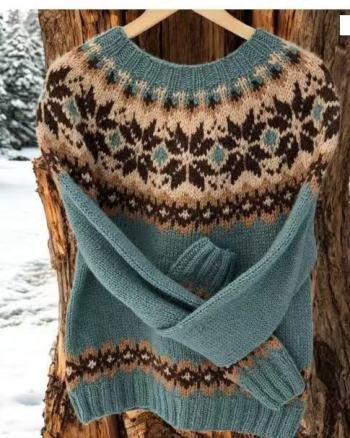 Damen nan Norwegerpullover aus Wollmix mit Rundhalsausschnitt und traditionellem Fair-Isle-Yoke Shop Nory