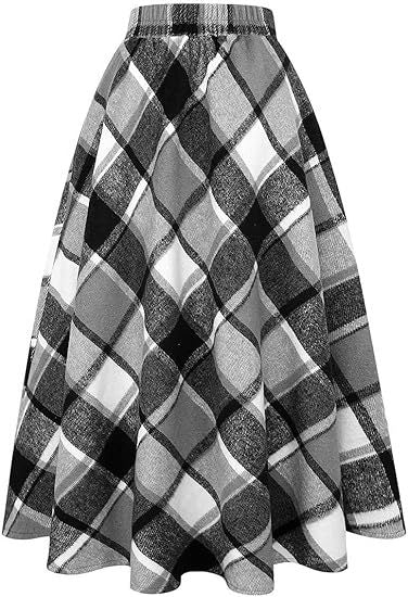 Damen Schwingender A-Linien Rock im modischen Karomuster Shopnory