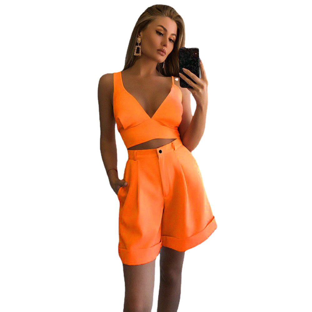 Damen Zweiteiliges Ensemble mit Crop-Top und Shorts Shopnory