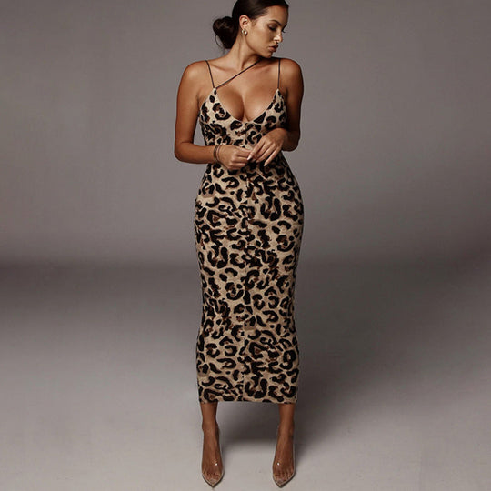 Damen Figurbetontes Kleid mit aufregendem Leopardenmuster