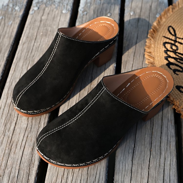 Damen Komfortable Clogs mit blockförmigem Absatz