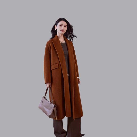 Damen Oversized Wollmantel mit klassischem Reverskragen Shop Nory