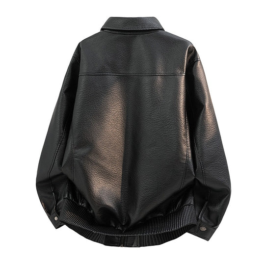Herren Elegante Kunstleder-Bomberjacke Shop Nory