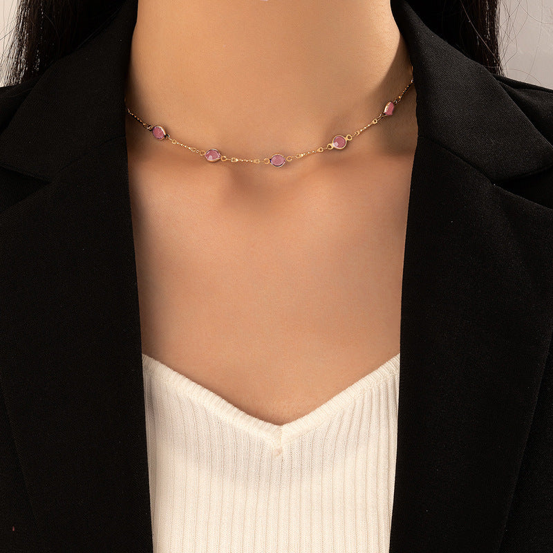 Damen zarte Choker-Halskette mit eleganten Edelsteinen Shop Nory