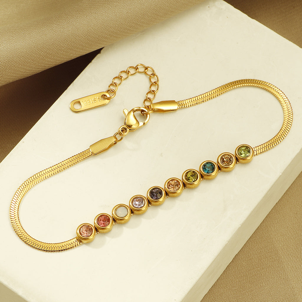 Damen Farbige Edelstein-betonte Armbanduhr Shop Nory