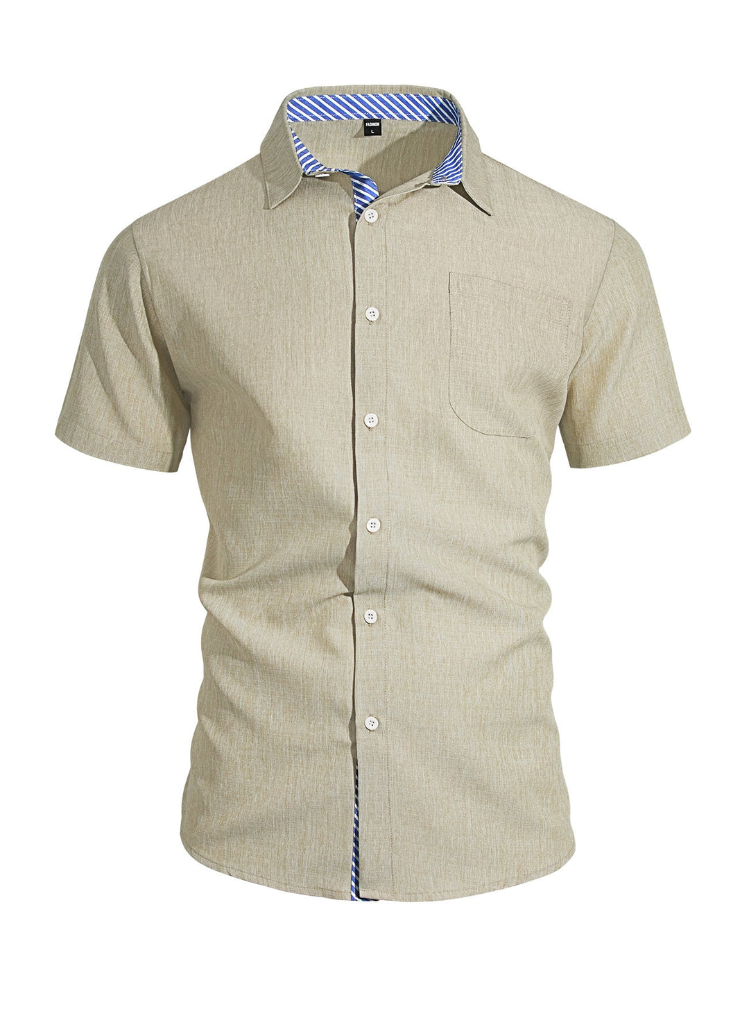 Herren nan Business-Casual Kurzarmhemd mit gestreiftem Kragenfutter und Brusttasche