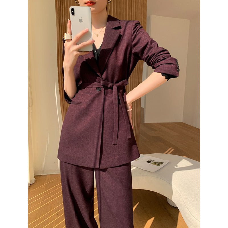 Damen Elegantes Blazer Set mit Taillengürtel Shop Nory