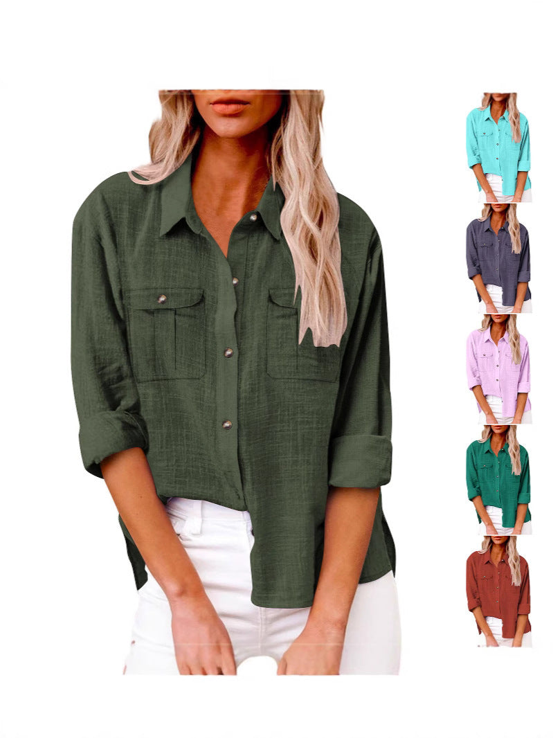 Damen Leichte Oversize-Hemdbluse aus Baumwollmischung mit Brusttaschen Shop Nory
