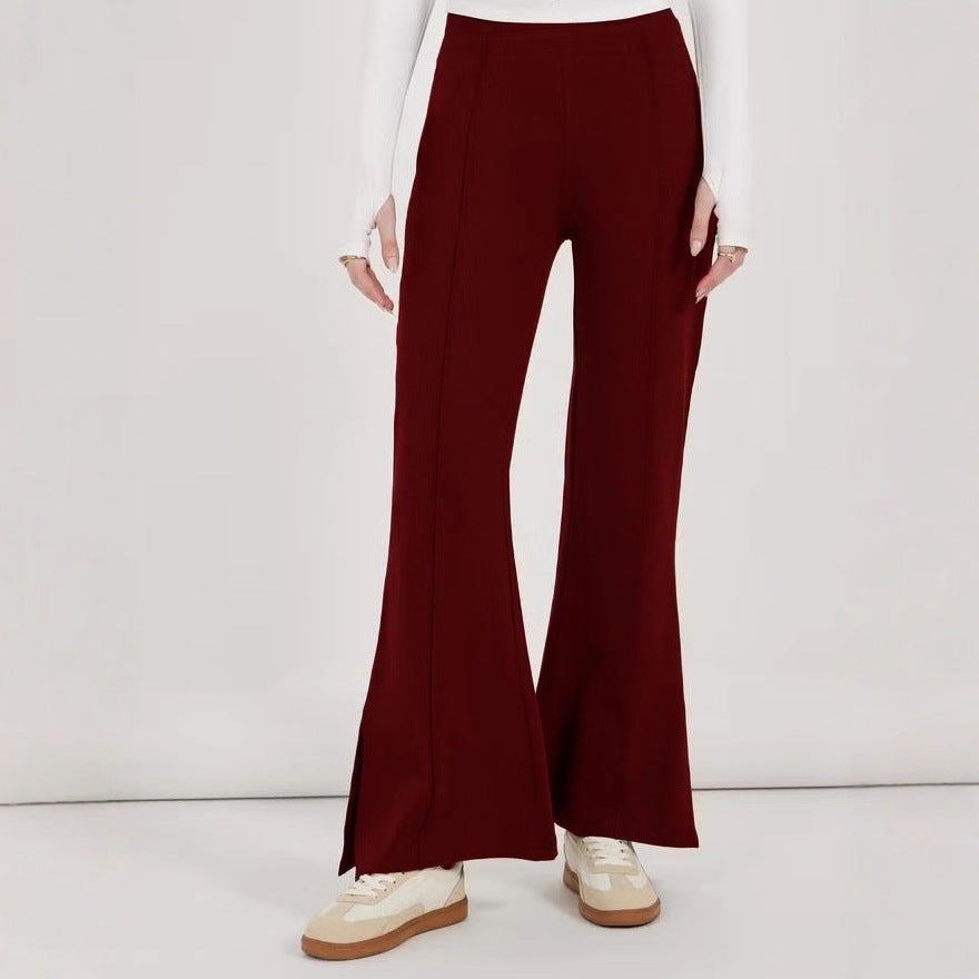 Damen Flair-Hose mit hoher Taille, durchgehender Bügelfalte und seitlichem Saumschlitz Shop Nory