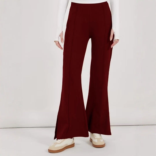 Damen Flair-Hose mit hoher Taille, durchgehender Bügelfalte und seitlichem Saumschlitz Shop Nory