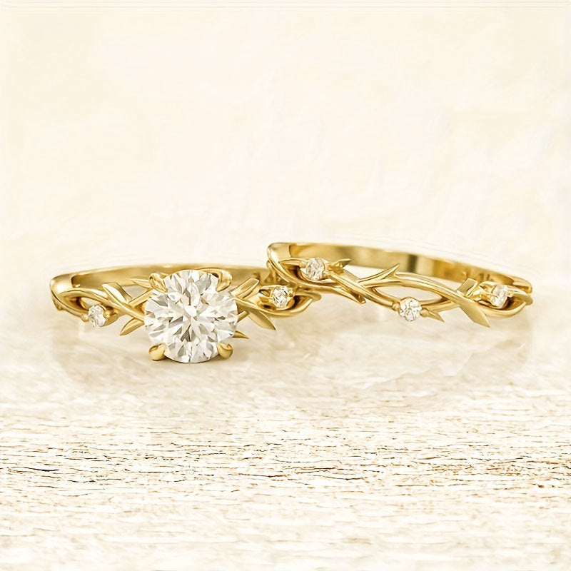 Damenring mit floralen Elementen und funkelnden Zirkonia Shop Nory