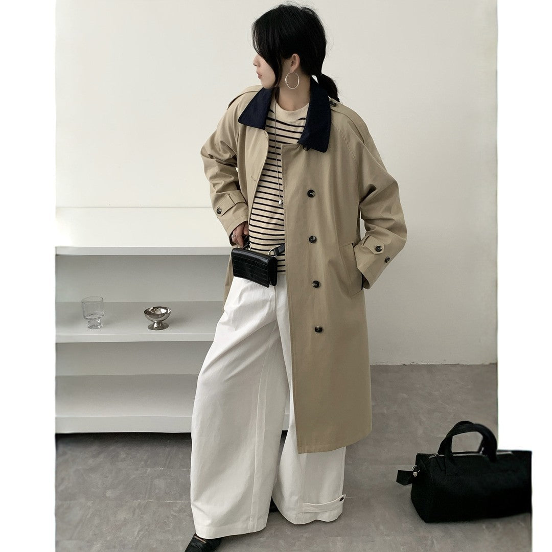 Damen Langer Wasserabweisender Trenchcoat mit Rückencape und Stehkragen Shop Nory