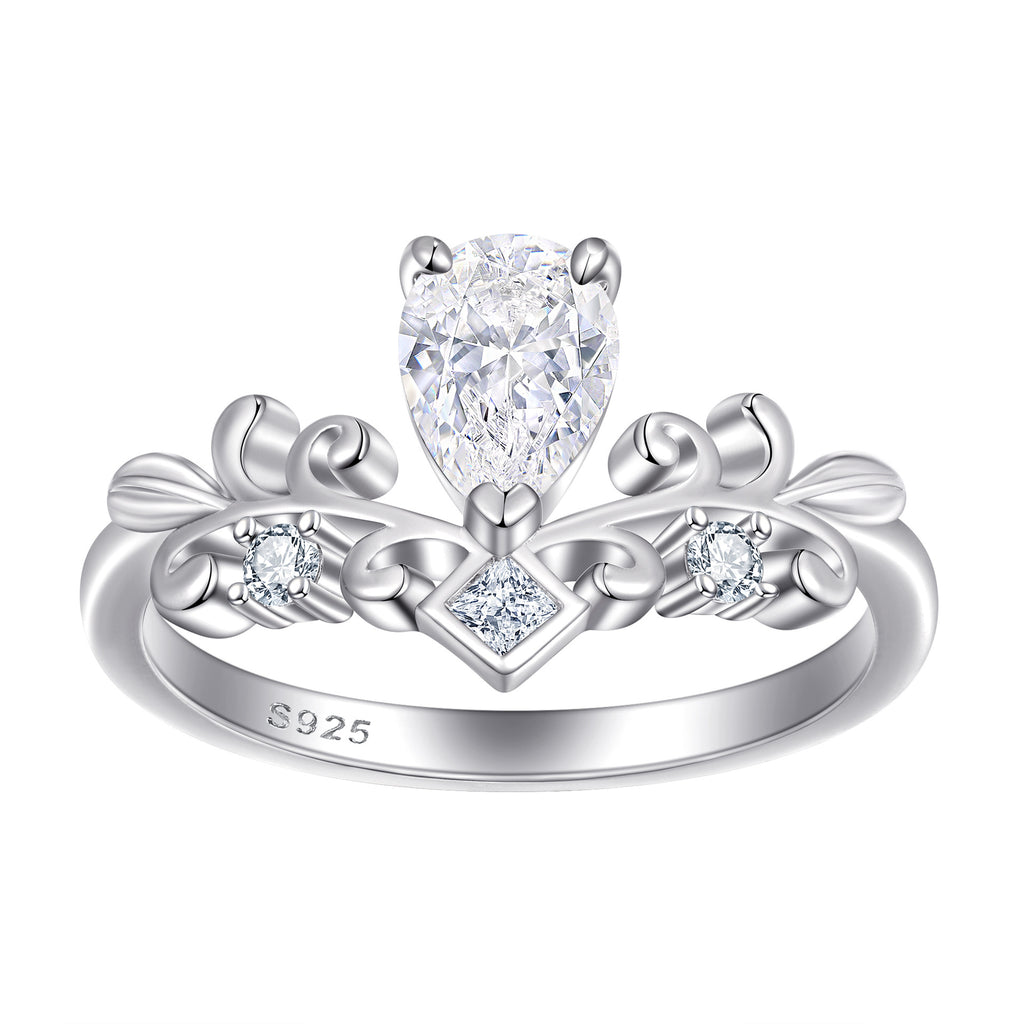 Damen Krone Ring mit funkelnden Zirkonia-Steinen Shop Nory