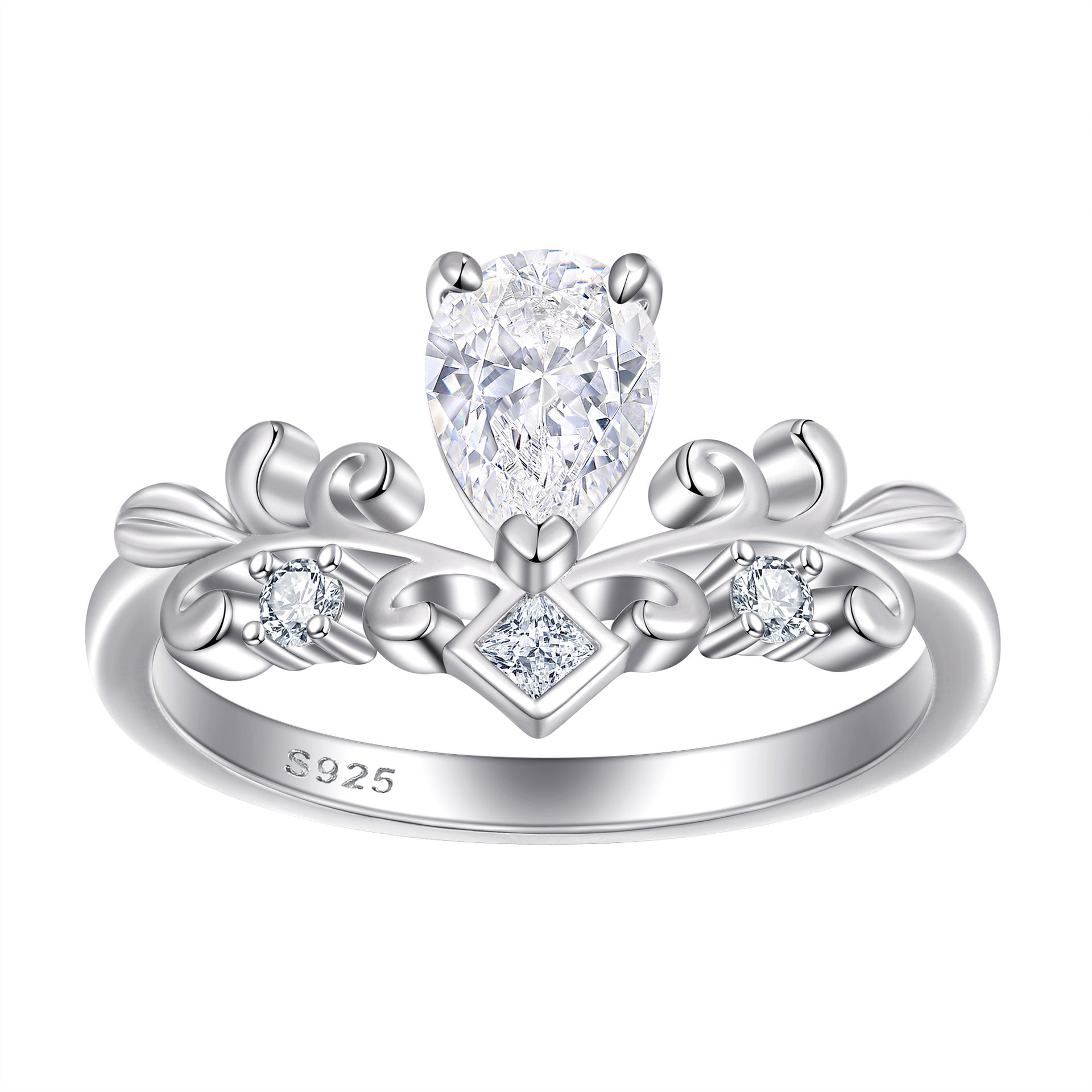 Damen Krone Ring mit funkelnden Zirkonia-Steinen Shop Nory