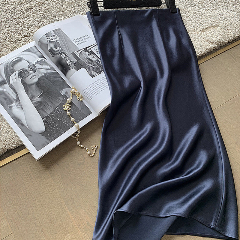 Damen Eleganter Satin Midi-Rock Shop Nory