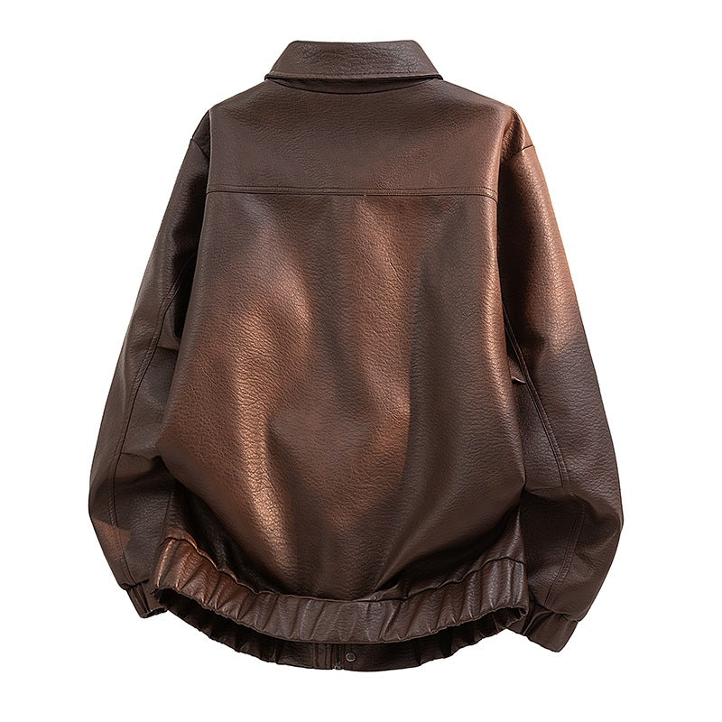 Herren Lässige Kunstlederjacke mit elastischem Bund Shop Nory