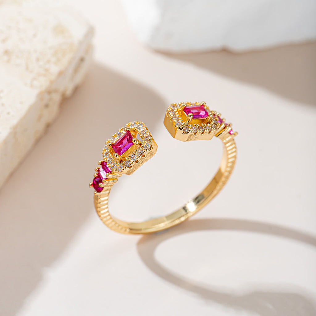 Damen eleganter Ring mit bunten Zirkonia Steinen Shop Nory
