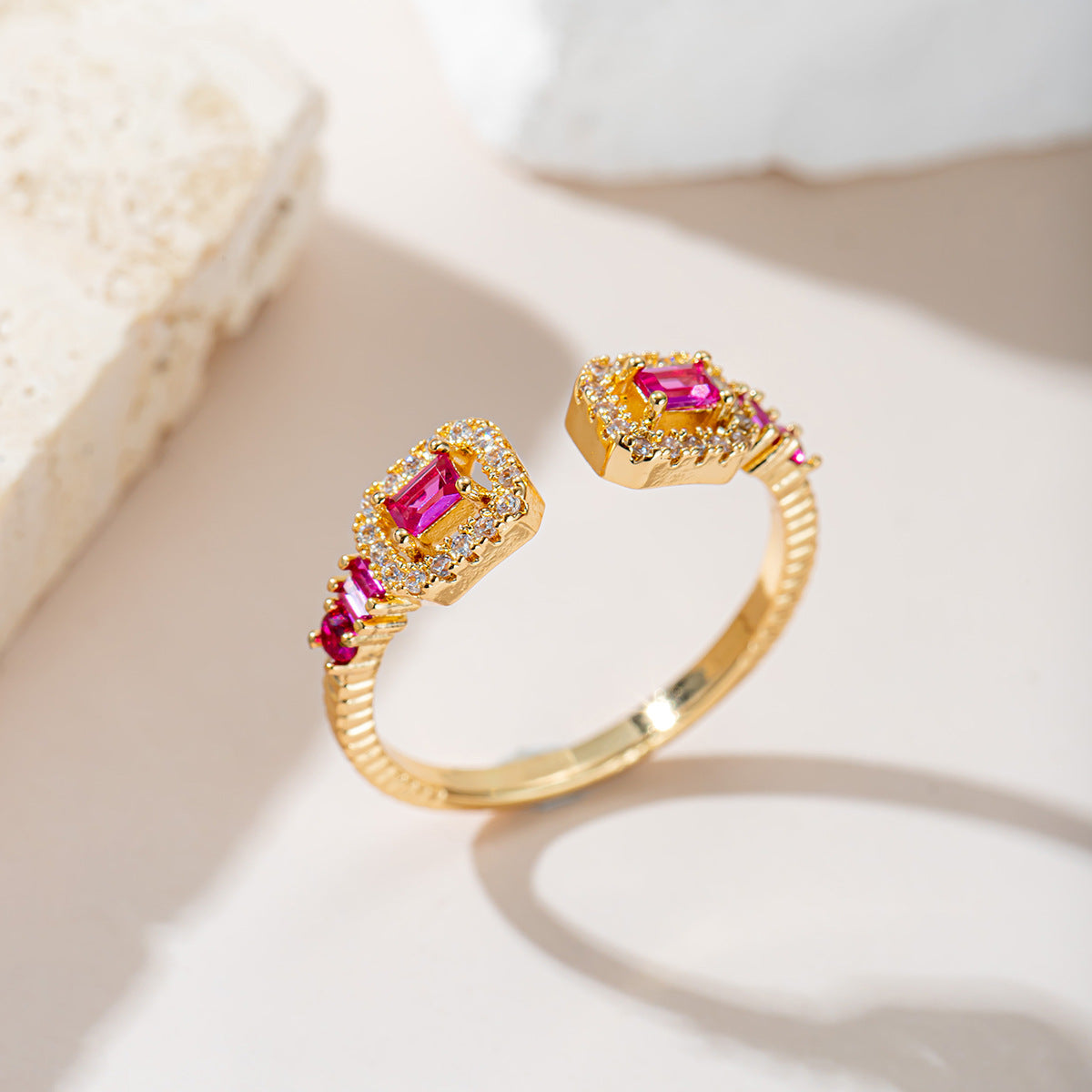 Damen eleganter Ring mit bunten Zirkonia Steinen Shop Nory