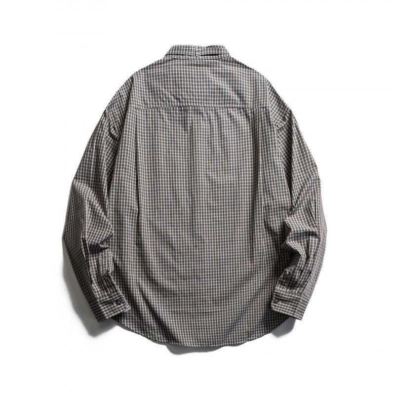 Herren Karierter Oversize-Hemd mit Stehkragen, Kordelzug und Raglanärmeln Shop Nory