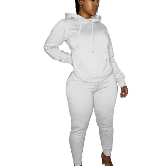Damen nan tailliertes Hoodie- und Jogginghose-Set mit Kängurutasche, hohem Komfortbund und gerippten Knöchelbündchen Shop Nory