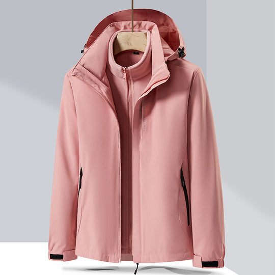 Herren zweilagige Softshell-Regenjacke mit abnehmbarem Fleece‑Innenlayer und verstellbarer Kapuze Shop Nory