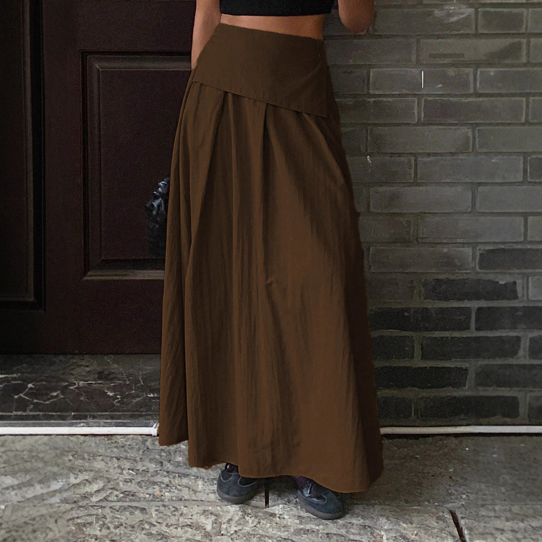 Damen Maxirock mit hoher Taille, Wickelbund und voluminösem Faltenfall Shop Nory