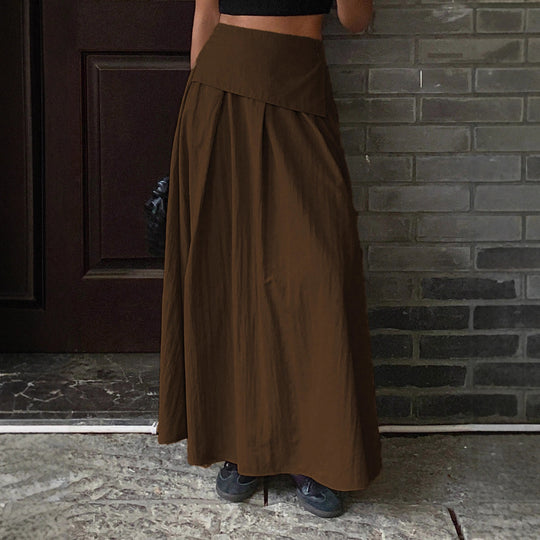 Damen Maxirock mit hoher Taille, Wickelbund und voluminösem Faltenfall Shop Nory