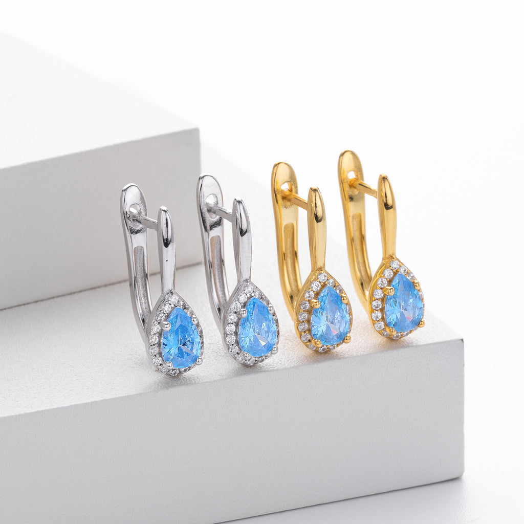 Damen Ohrhänger mit tropfenförmigem Zirkon und funkelndem Zirkonbesatz Shop Nory