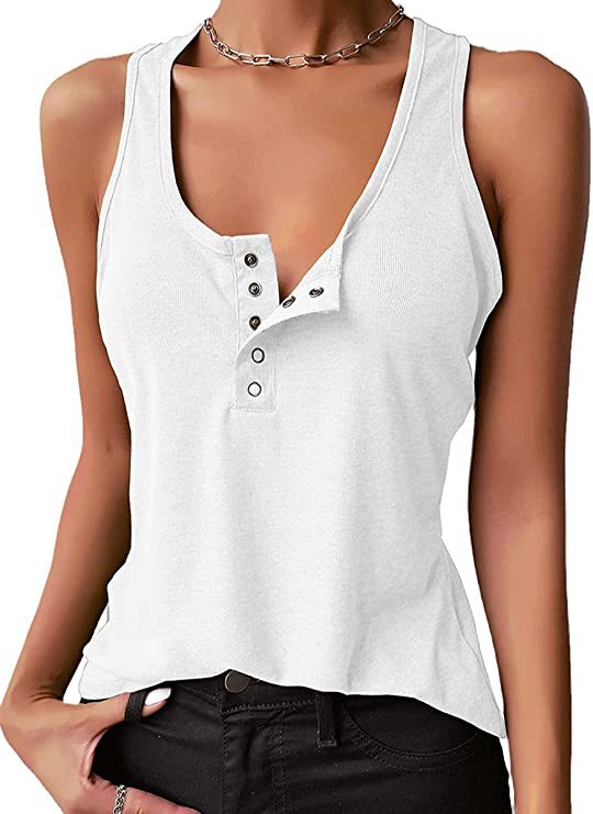 Damen Sportliches Trägershirt mit Knopfleiste