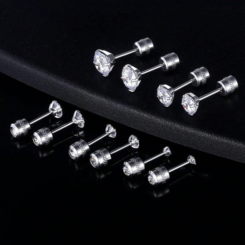 Kristall-Ohrstecker mit Zirkonia-Fassung und Schraubverschluss