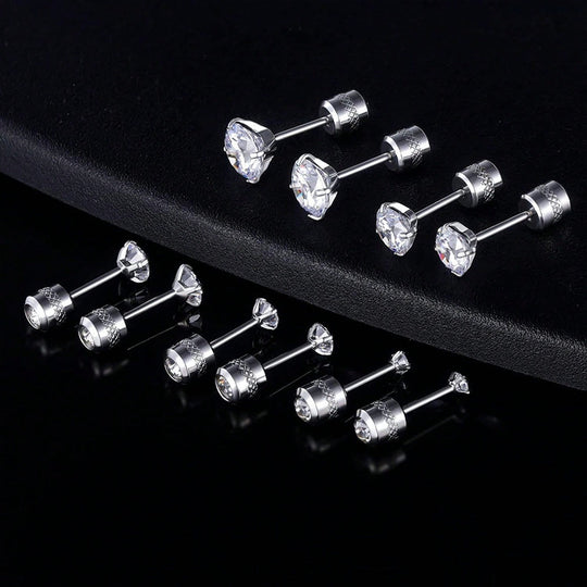 Kristall-Ohrstecker mit Zirkonia-Fassung und Schraubverschluss