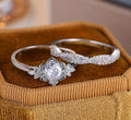 Damen Ring set mit floralem Design und funkelnden Zirkonia Shop Nory